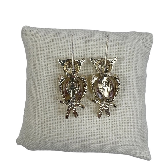 Vintage Owl Gold Tone Faux Tortoise Shell Cabochon Scatter Pins Brooch - Picture 7 of 9